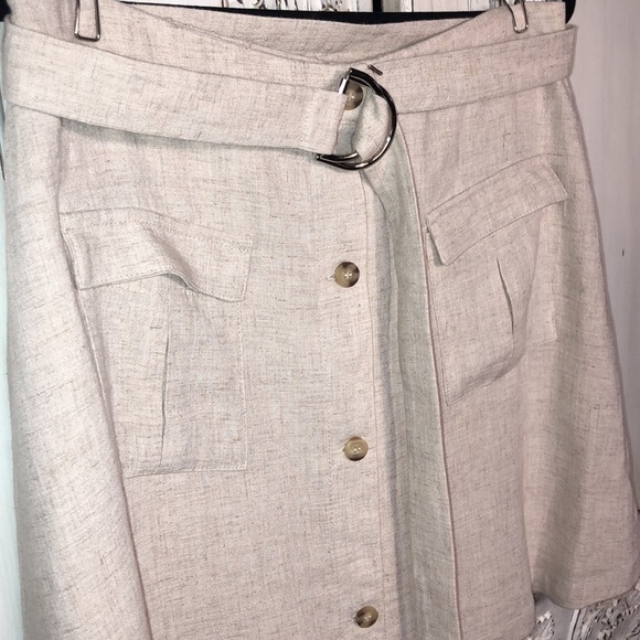 Y2K Retro 70’s Preppy Linen Look Mini Skirt Large - Picture 4 of 10